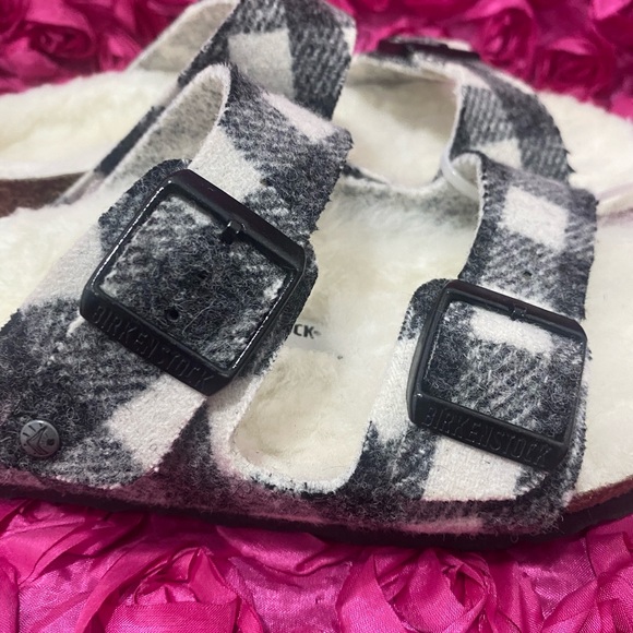 Arizona Plaid Shearling Birkenstock Sandals - Picture 7 of 9